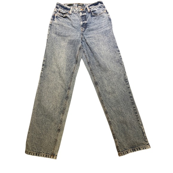 wild fable Denim - Wild Fable Jeans Womens 6 Blue High Rise Button Fly Straight Leg Acid Wash Denim